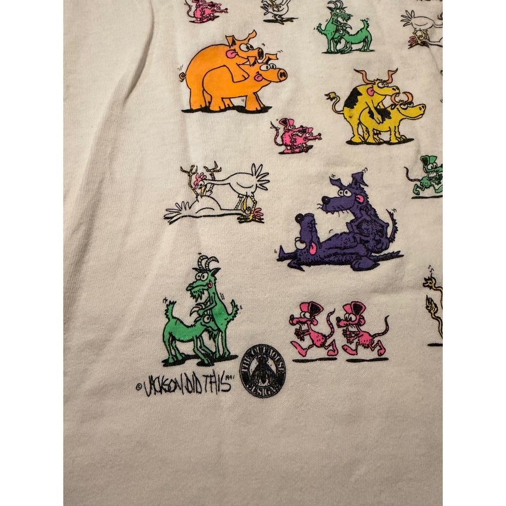 Vintage 90s Animal Sex Positions Single Stitch Humorous T-shirt Size Large - Picture 5 of 11